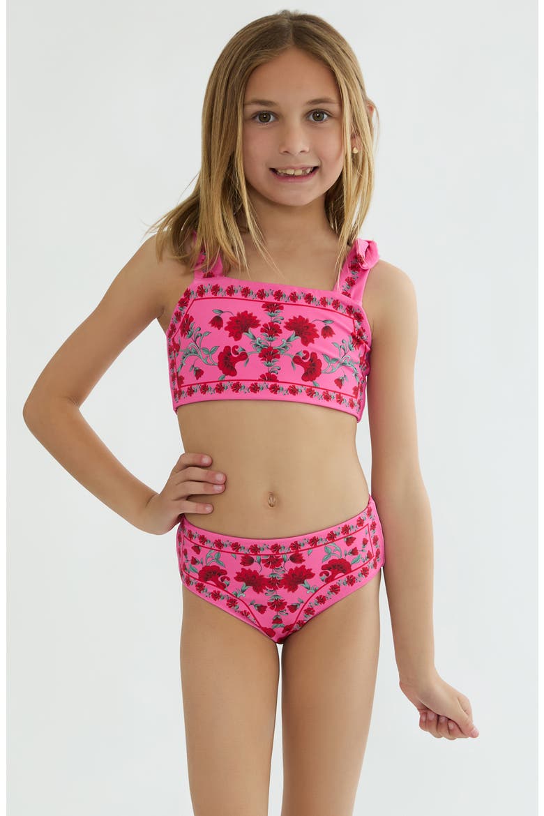Kids' Little Stella & Janine Two-Piece Swimsuit, Main, color, REDWOOD FLORAL