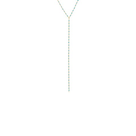 Turquoise Enamel Beaded Chain Lariat