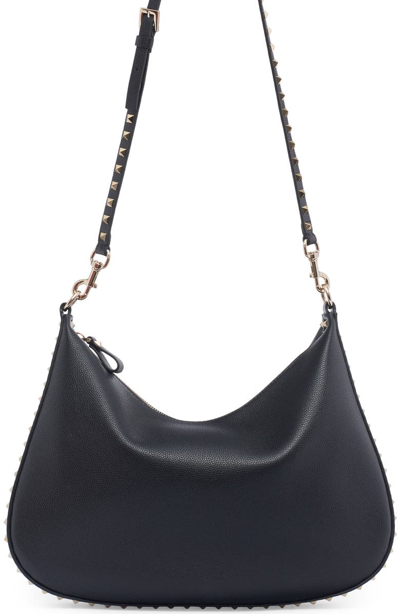 Valentino Garavani Rockstud Leather Hobo Bag, Main, color,