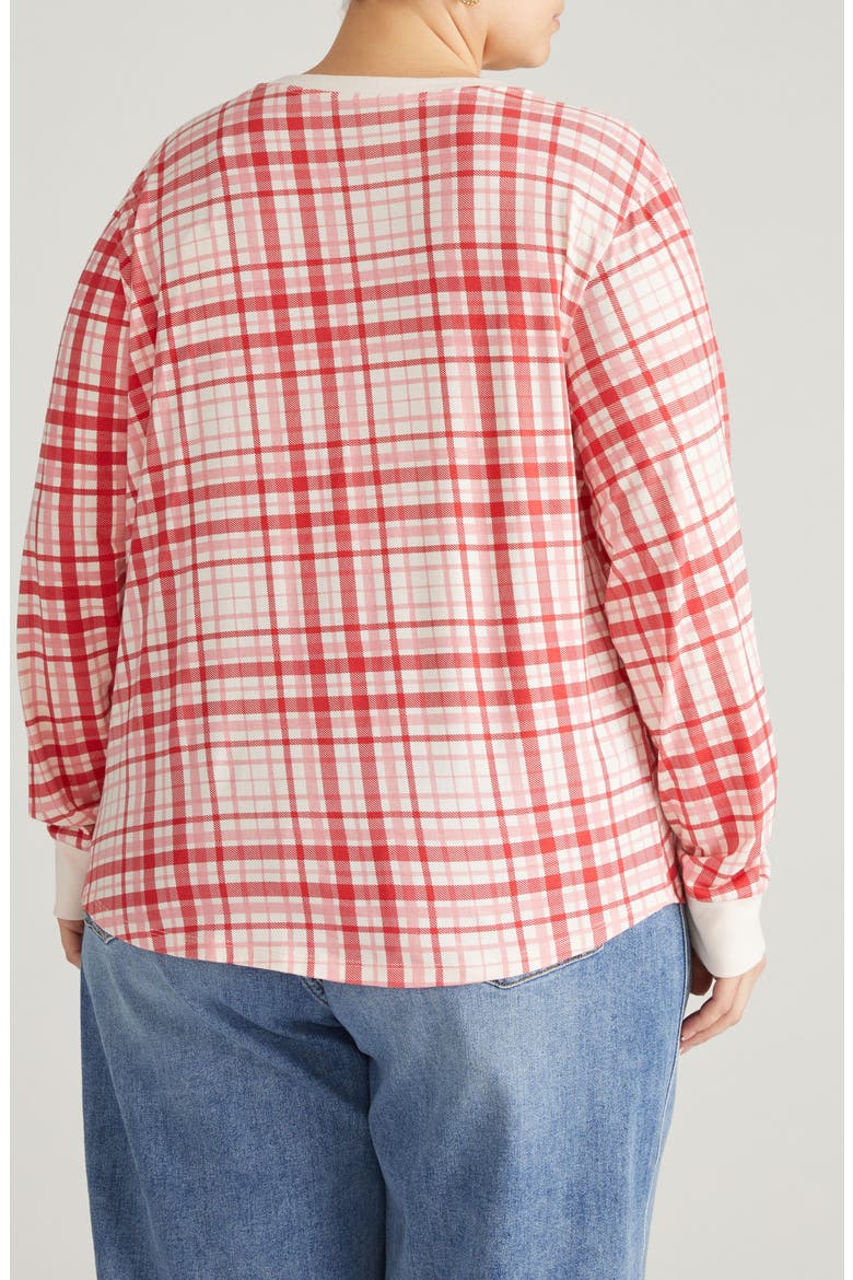 Long Sleeve V-Rex Tee, Alternate, color, RED CHECK PRINT