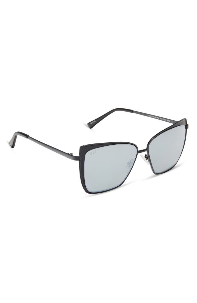 DIFF 58mm Cat Eye Sunglasses, Alternate, color, Matte Black