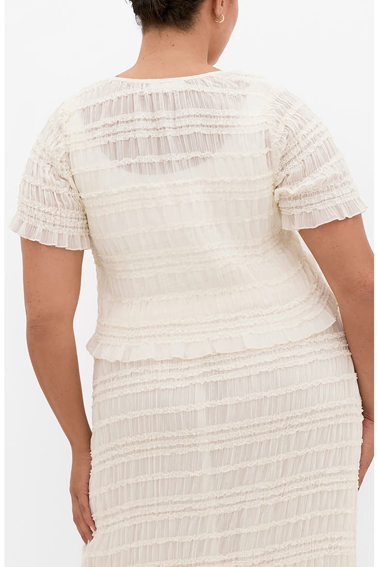 Emelia Shirred Tie Front Top, Alternate, color, CREME