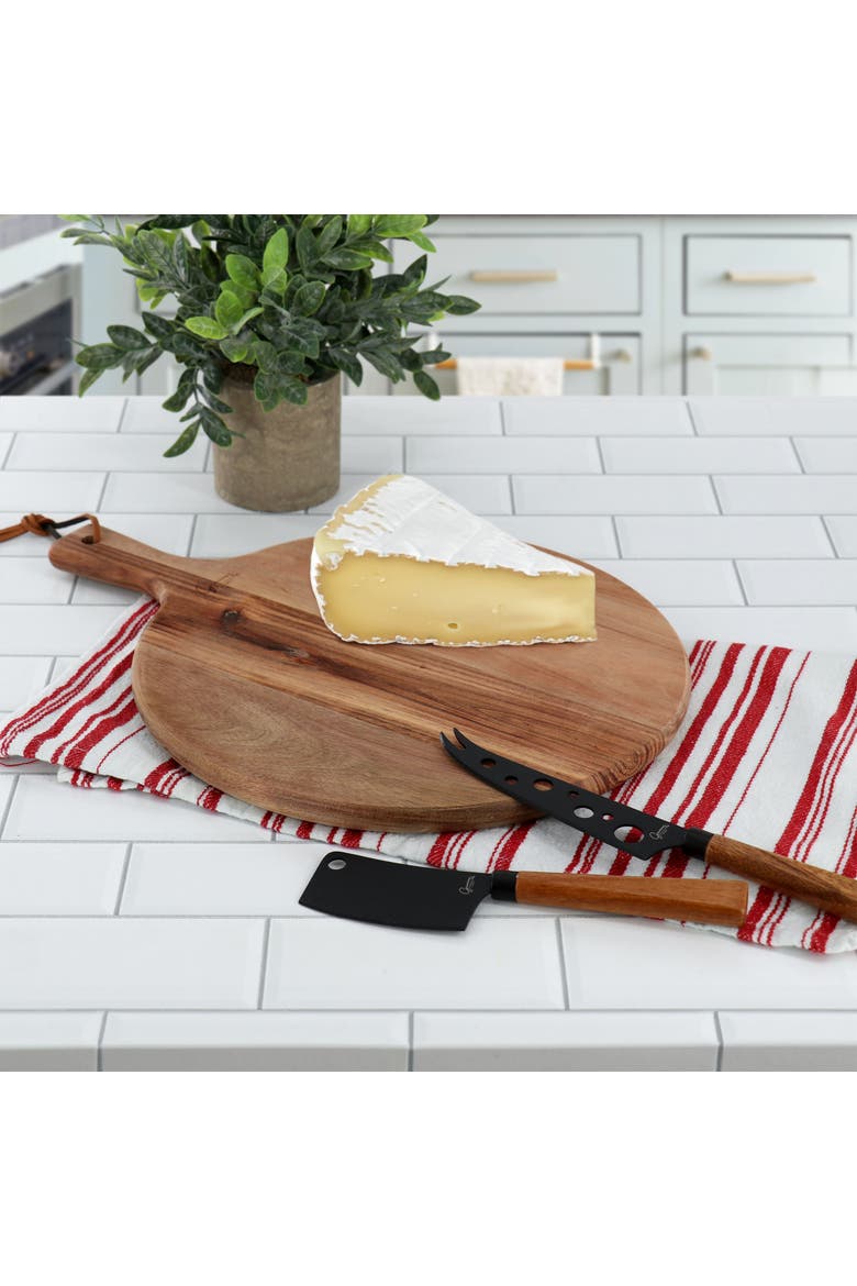 3 Piece Acacia Wood Charcuterie Board and Knife Set, Alternate, color, Brown