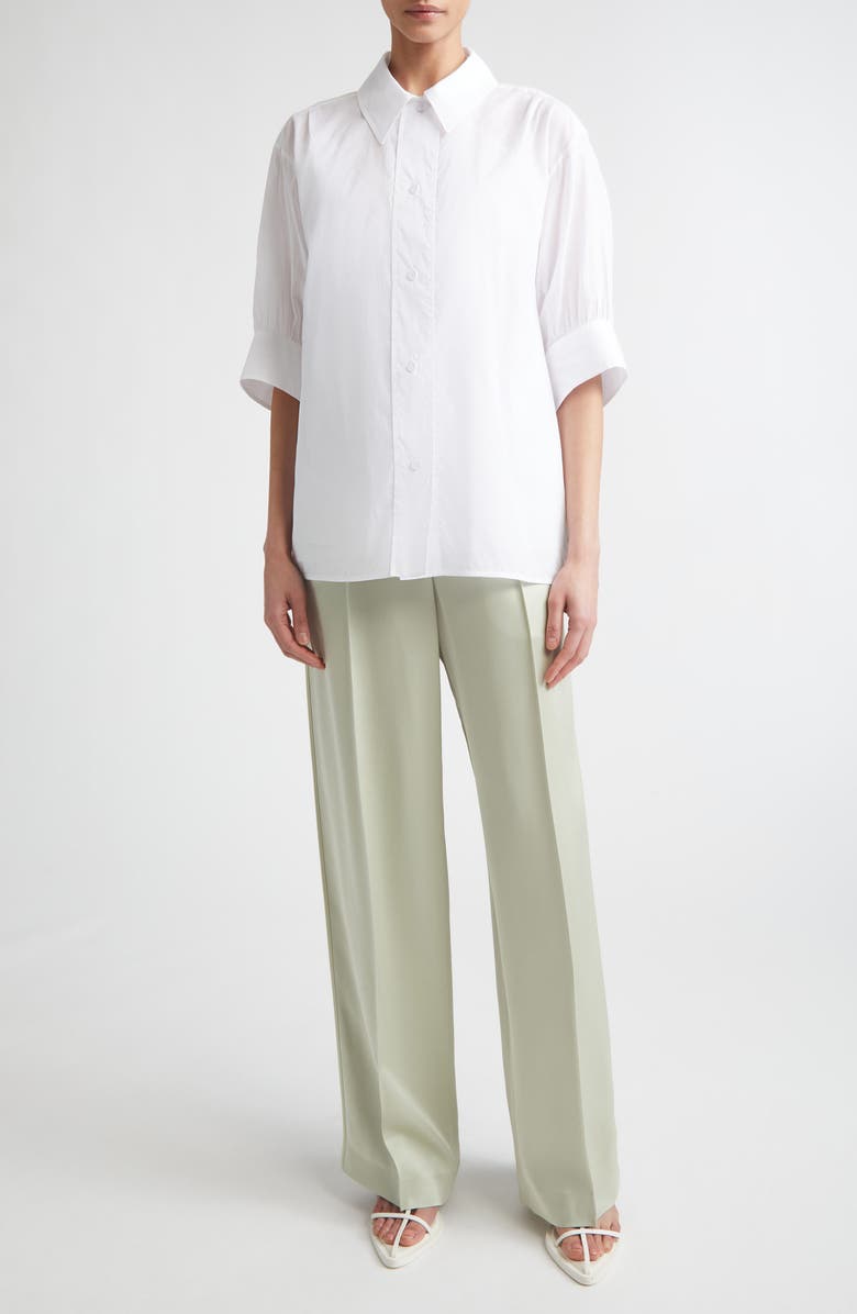 Jil Sander Boxy Puff Sleeve Cotton Poplin Button-Up Shirt, Alternate, color, Optic White