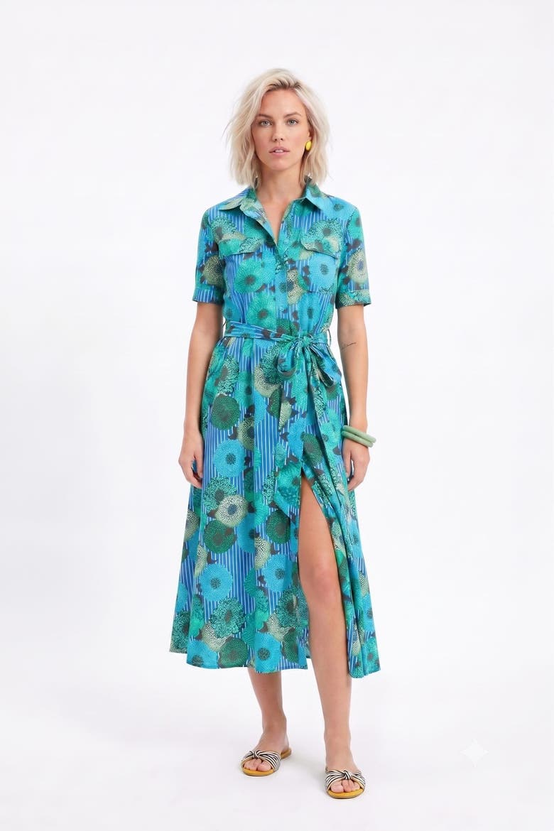 Crispy Cotton Sutton Maxi Dress, Main, color, Blue Cala