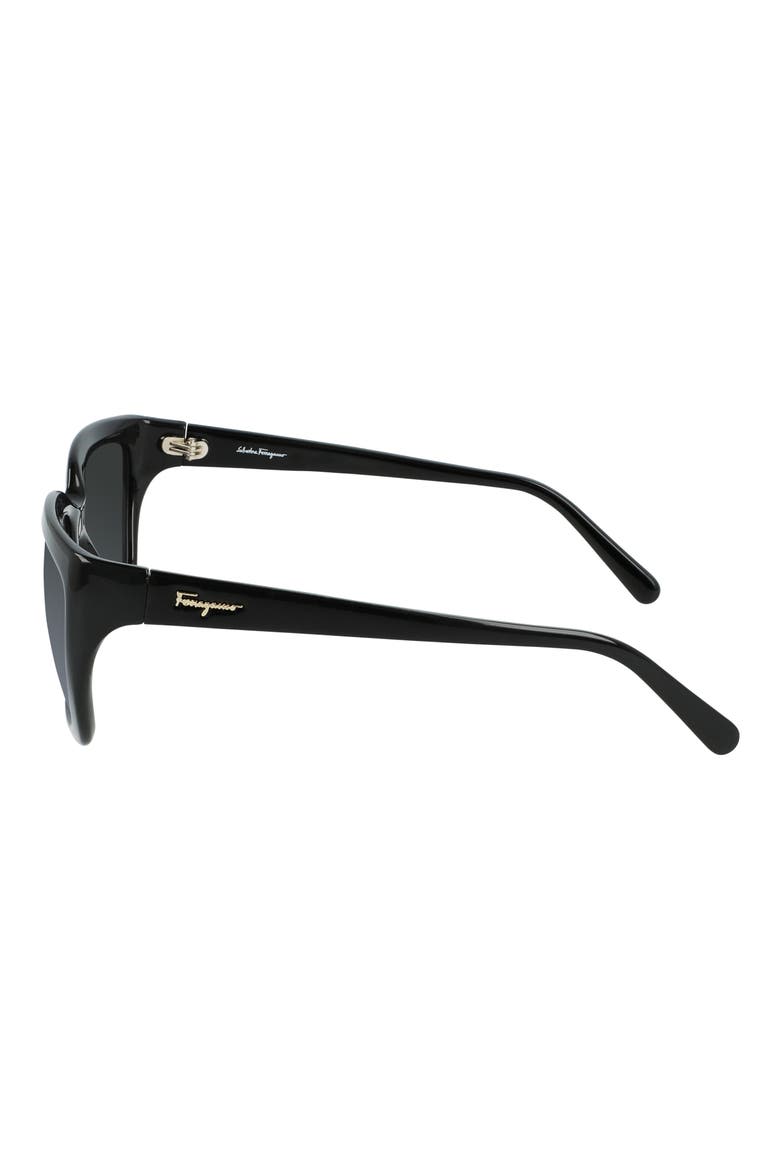 Salvatore Ferragamo Classic Logo 59mm Gradient Rectangle Sunglasses, Alternate, color, BLACK/ BLACK
