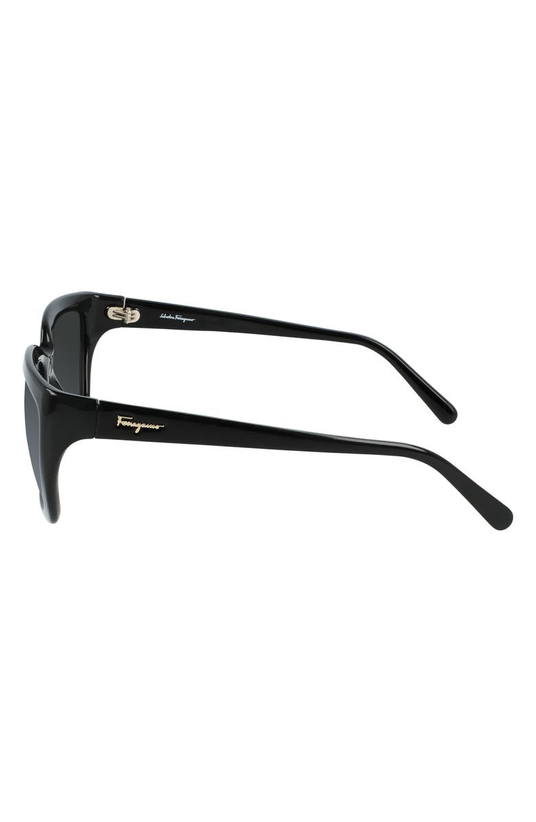 FERRAGAMO Salvatore Ferragamo Classic Logo 59mm Gradient Rectangle Sunglasses, Alternate, color, Black/ Black