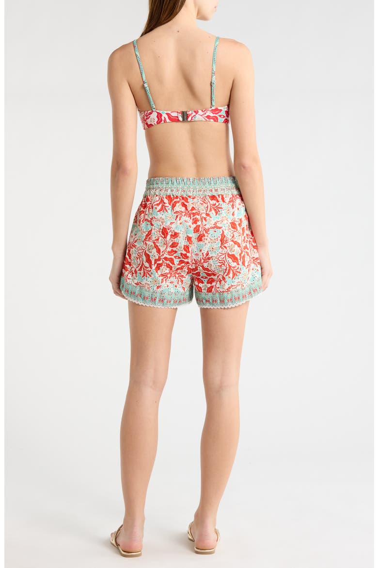 Marsha Print Cover-Up Shorts, Alternate, color, FLAME COMBO