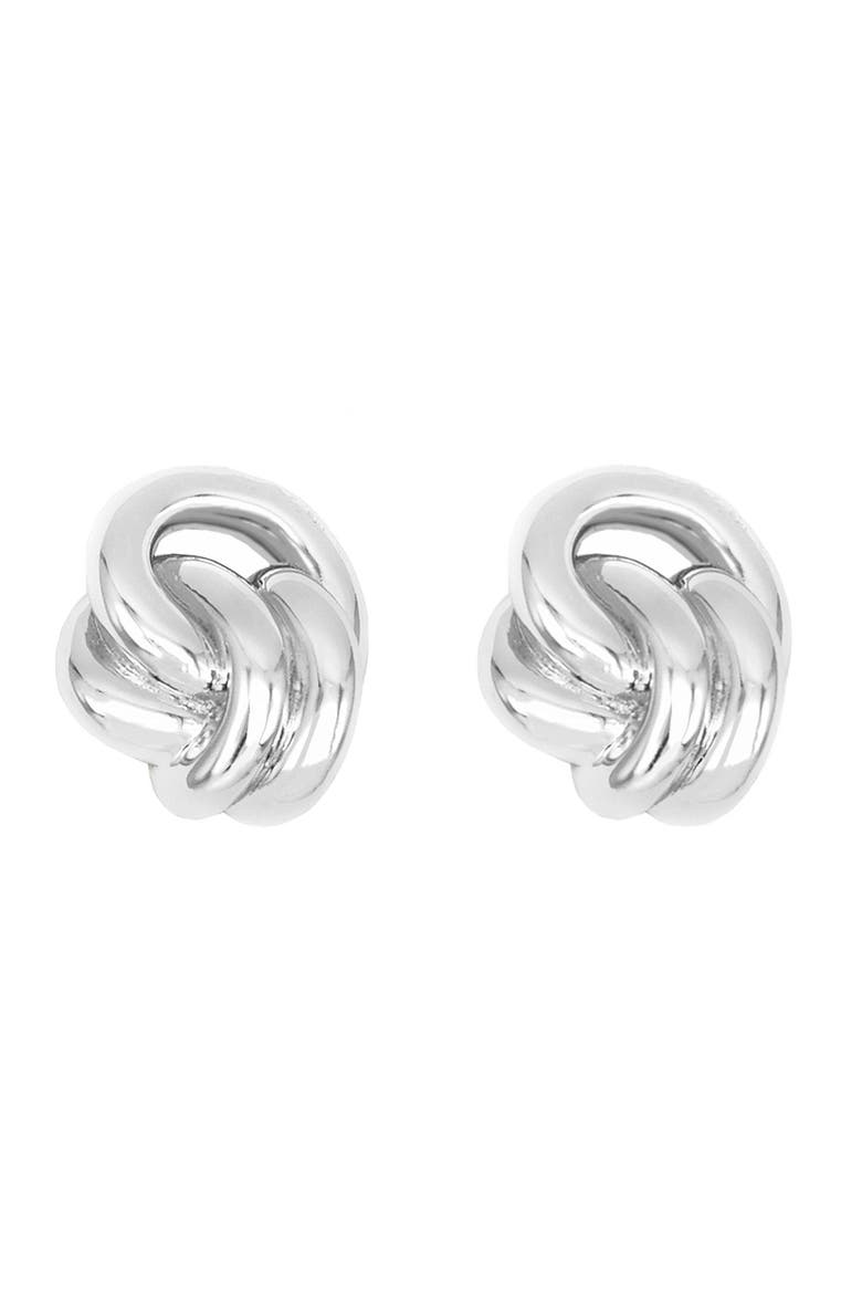 Miami Knot Stud Earrings, Main, color, SILVER