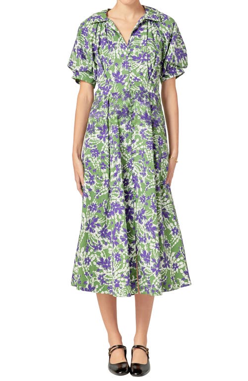 ENGLISH FACTORY ENGLISH FACTORY PRINT PLEAT MIDI DRESS