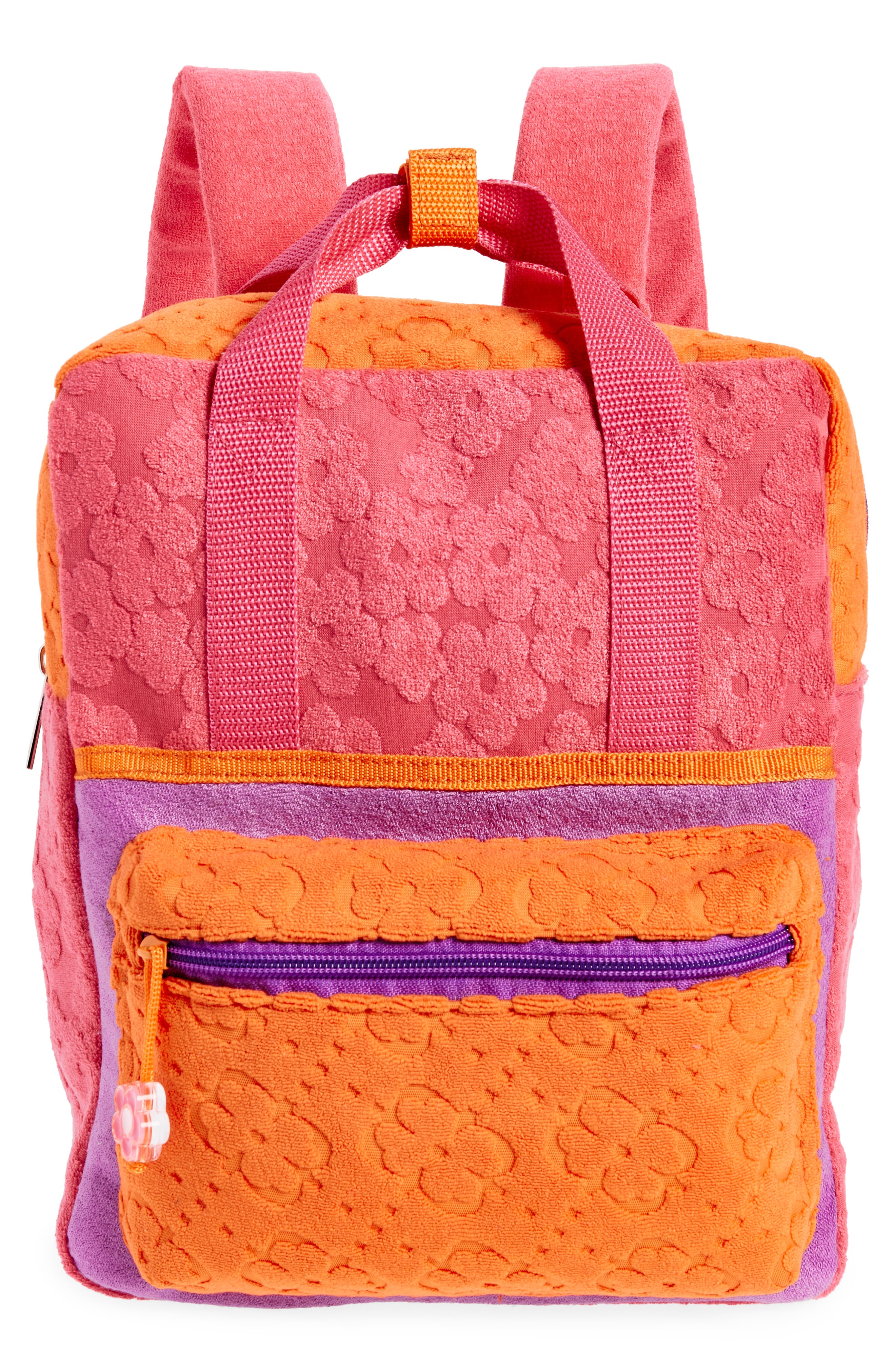Ruby & Ry Kids' Flower Terry Cloth Backpack, Main, color, 