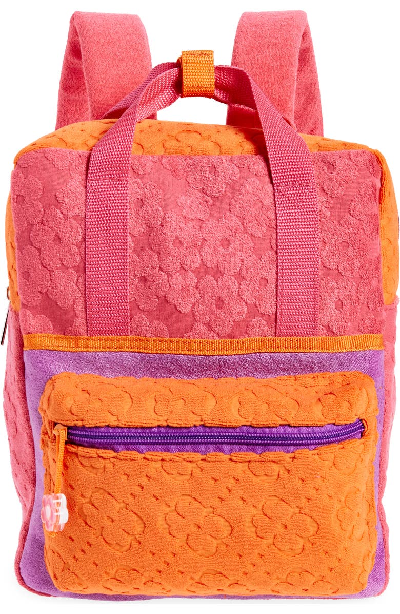 Ruby & Ry Kids' Flower Terry Cloth Backpack, Main, color,