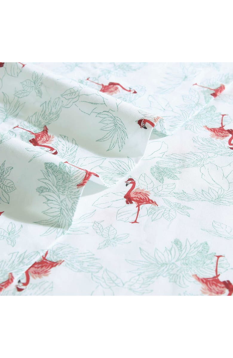 Tommy Bahama Flamingo Santa Cotton Percale Sheet Set, Alternate, color, Aqua/ Red