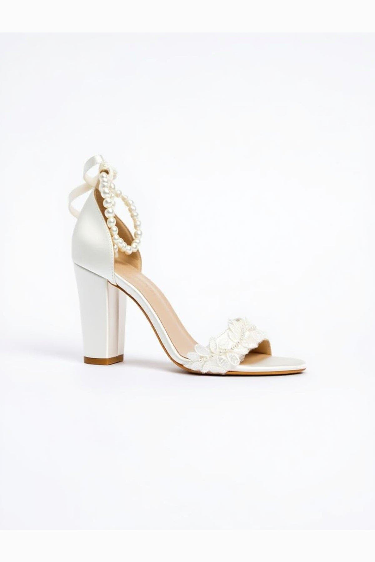 Forever & Always Shoes Elysia Pearl & Lace Wedding Heel, Main, color, Ivory