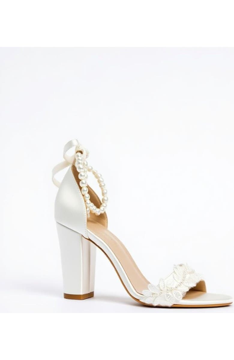 Forever & Always Shoes Elysia Pearl & Lace Wedding Heel, Main, color, Ivory