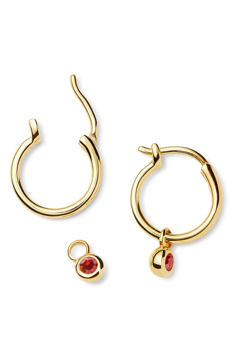 Missoma October Birthstone Mini Charm Hoop Earrings, Alternate, color, Gold