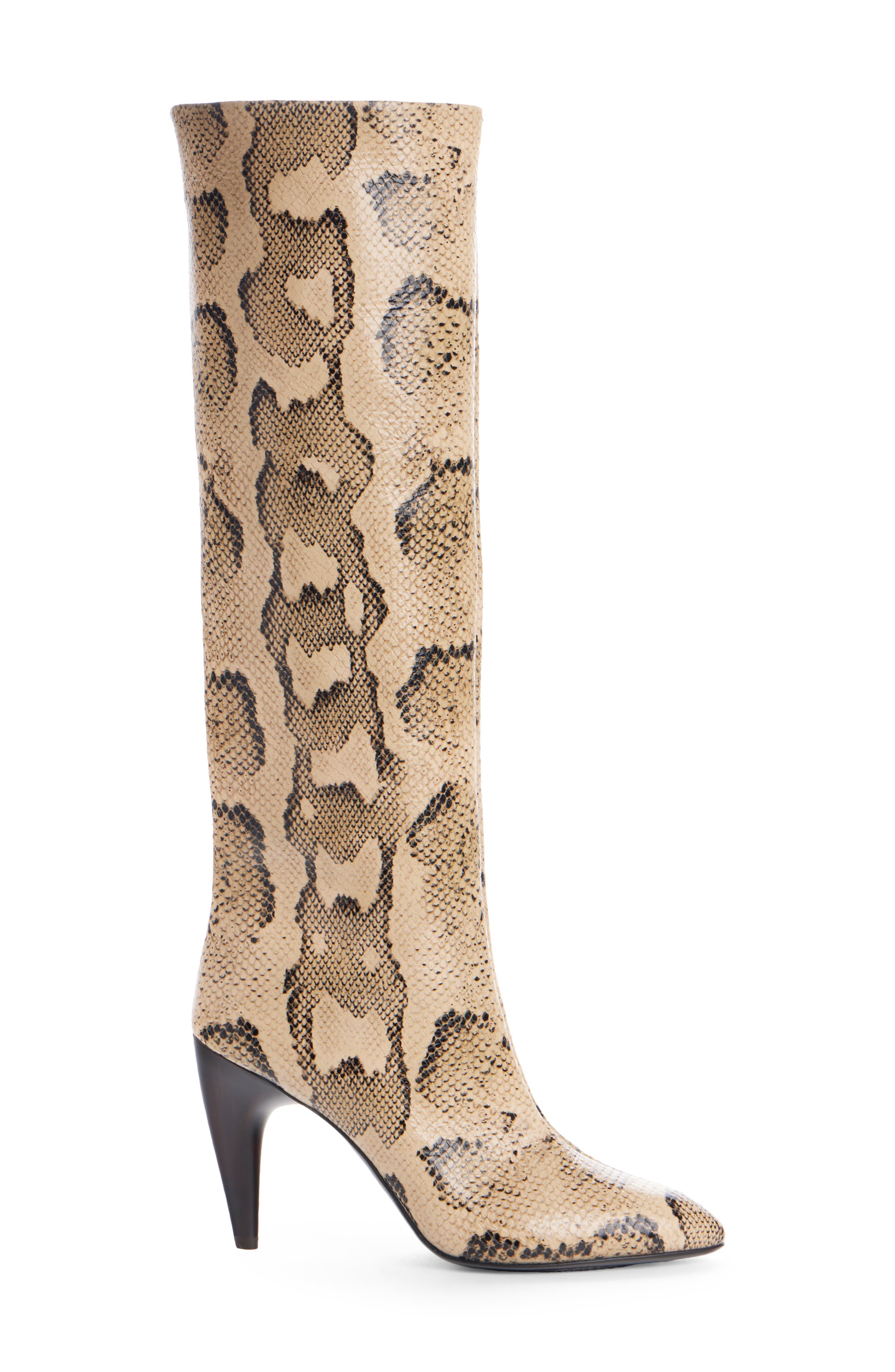 Jany Snake Embossed Knee High Boot, Alternate, color, SAHARA