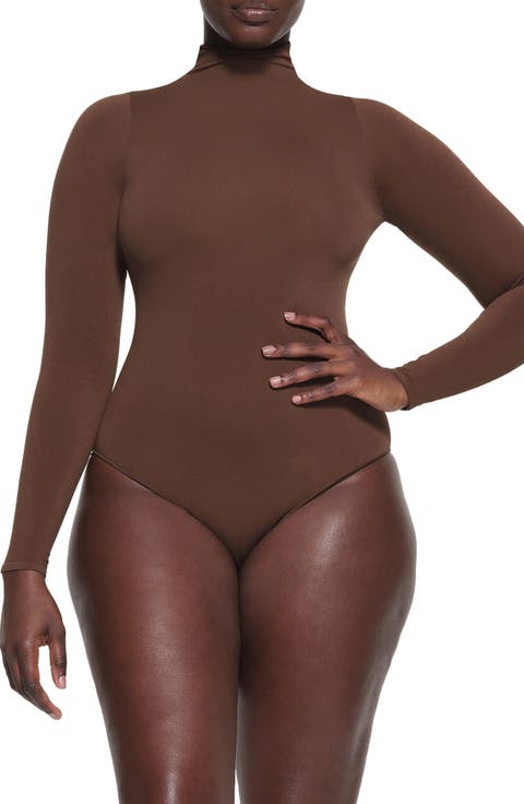 Essential Bodysuits Mock Neck Long Sleeve Bodysuit (Regular & Plus)
