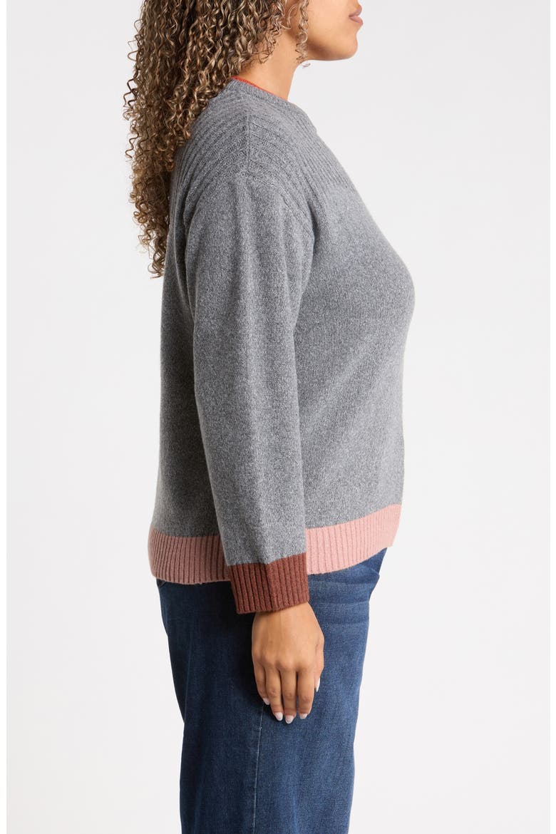 Layered Neck Crewneck Sweater, Alternate, color, CHARCOAL