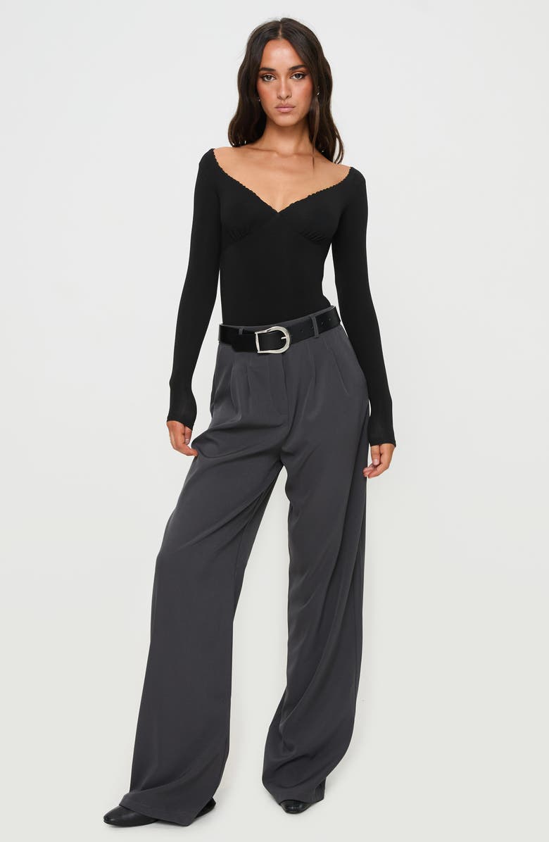 Princess Polly Loveydove Long Sleeve Bodysuit, Alternate, color, Black