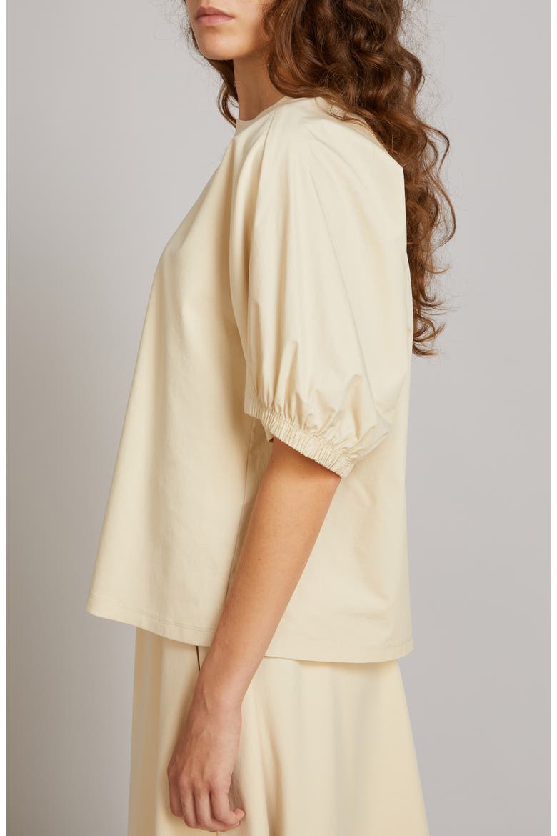 Cellula Puff Sleeve Cotton Top, Alternate, color, MILK