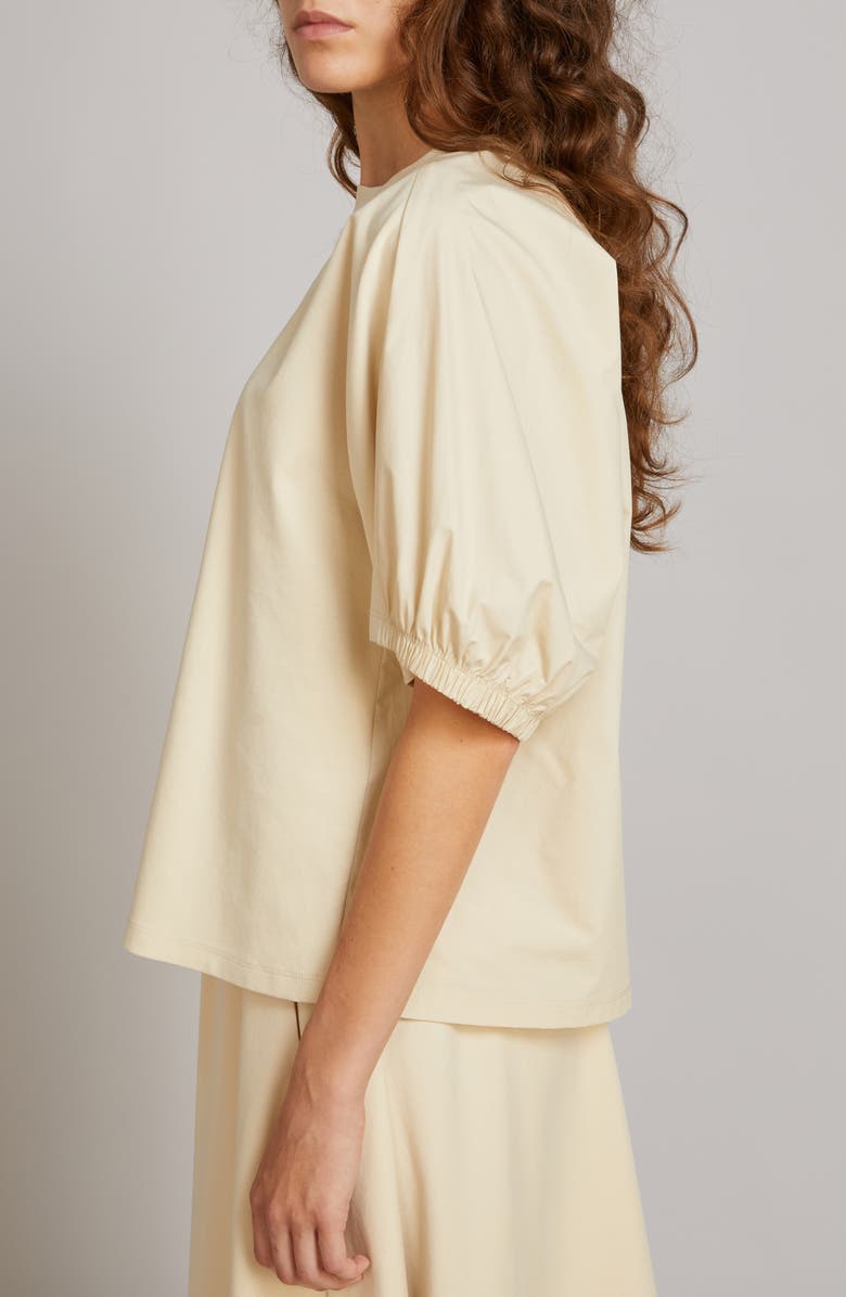 MM by Max Mara Cellula Puff Sleeve Cotton Top, Alternate, color, Milk