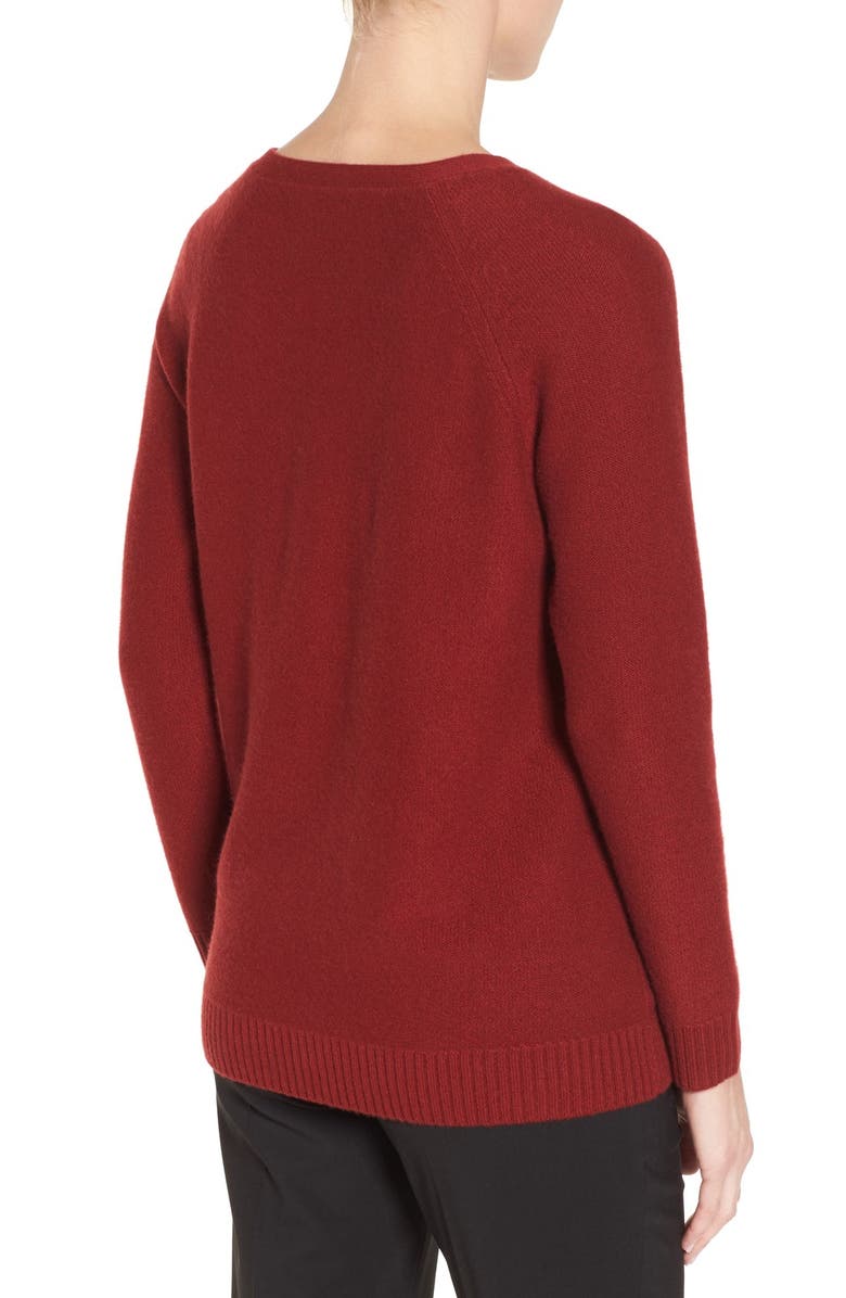 Nordstrom Collection V-Neck Cashmere Pullover, Alternate, color, Red Sun