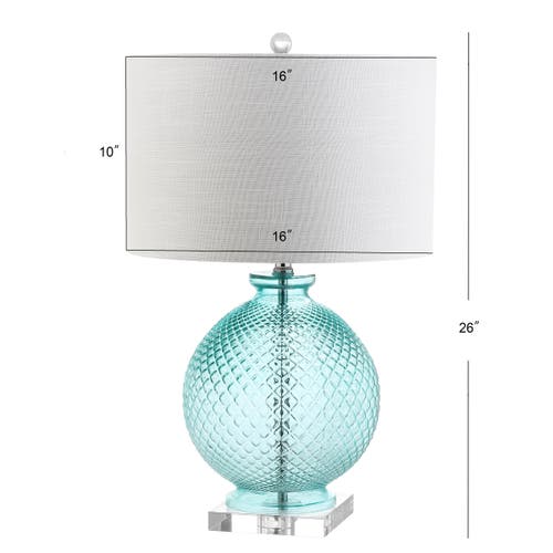 Jonathan Y Estelle 26" Glass And Crystal Led Table Lamp, Aqua In Aqua/clear