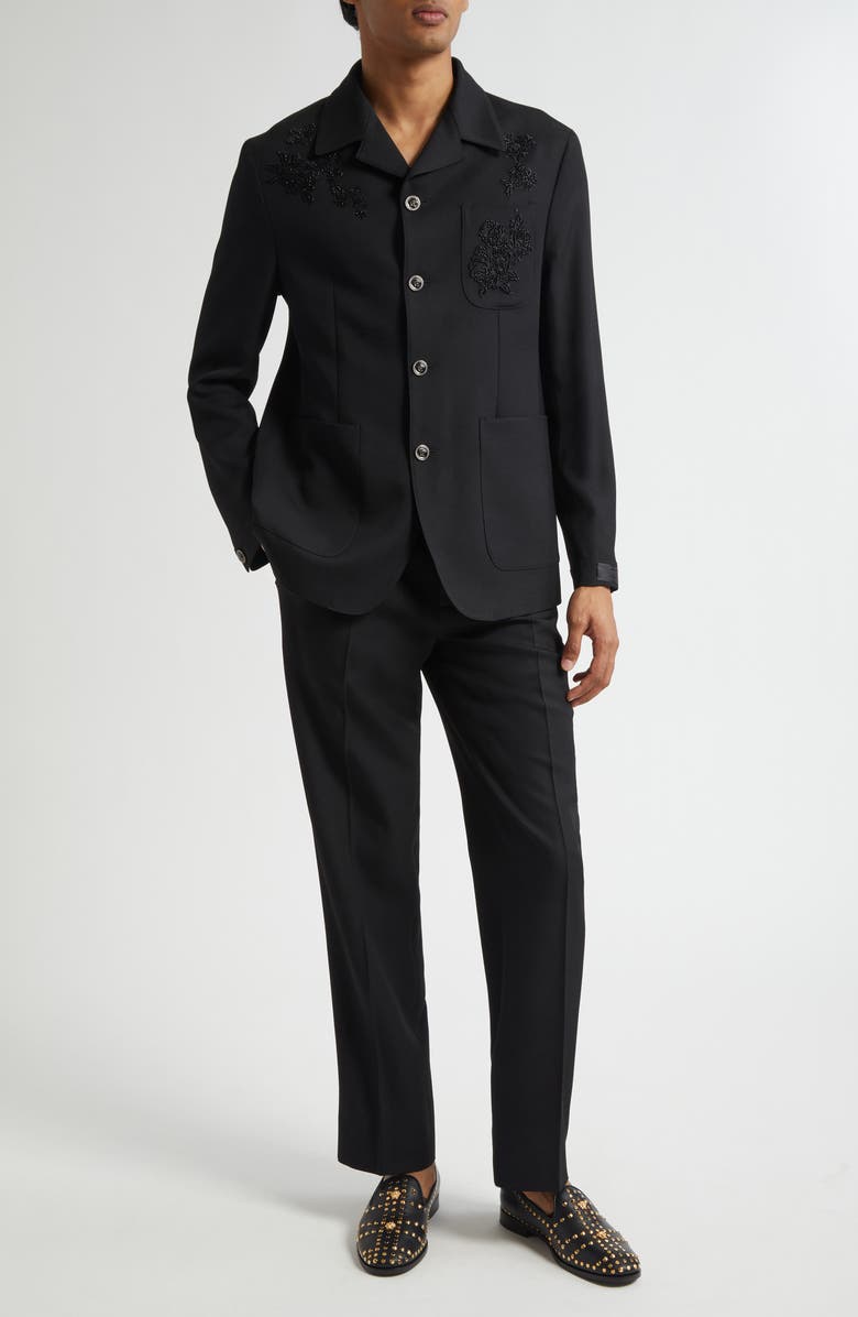 Versace Medusa Button Virgin Wool Grain de Poudre Jacket, Alternate, color, 