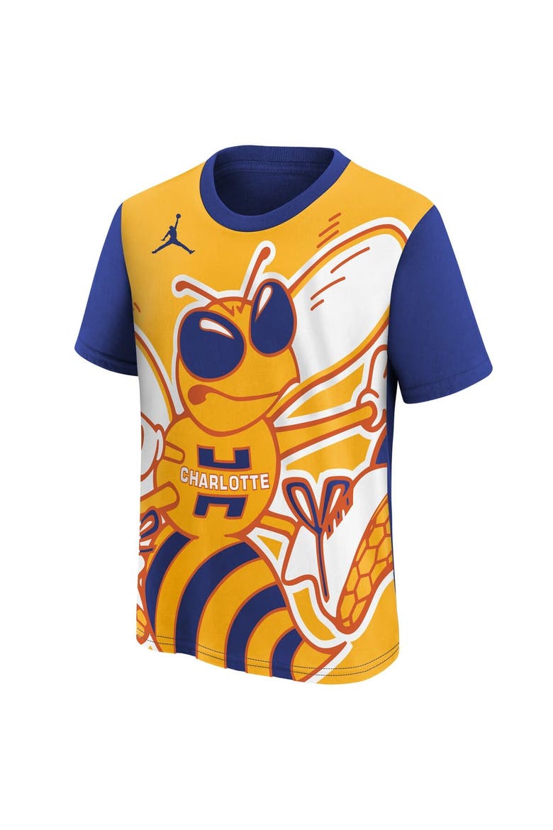 Youth Jordan Brand Blue/Yellow Charlotte Hornets 2025/26 City Edition Max90 T-Shirt, Alternate, color, Blue