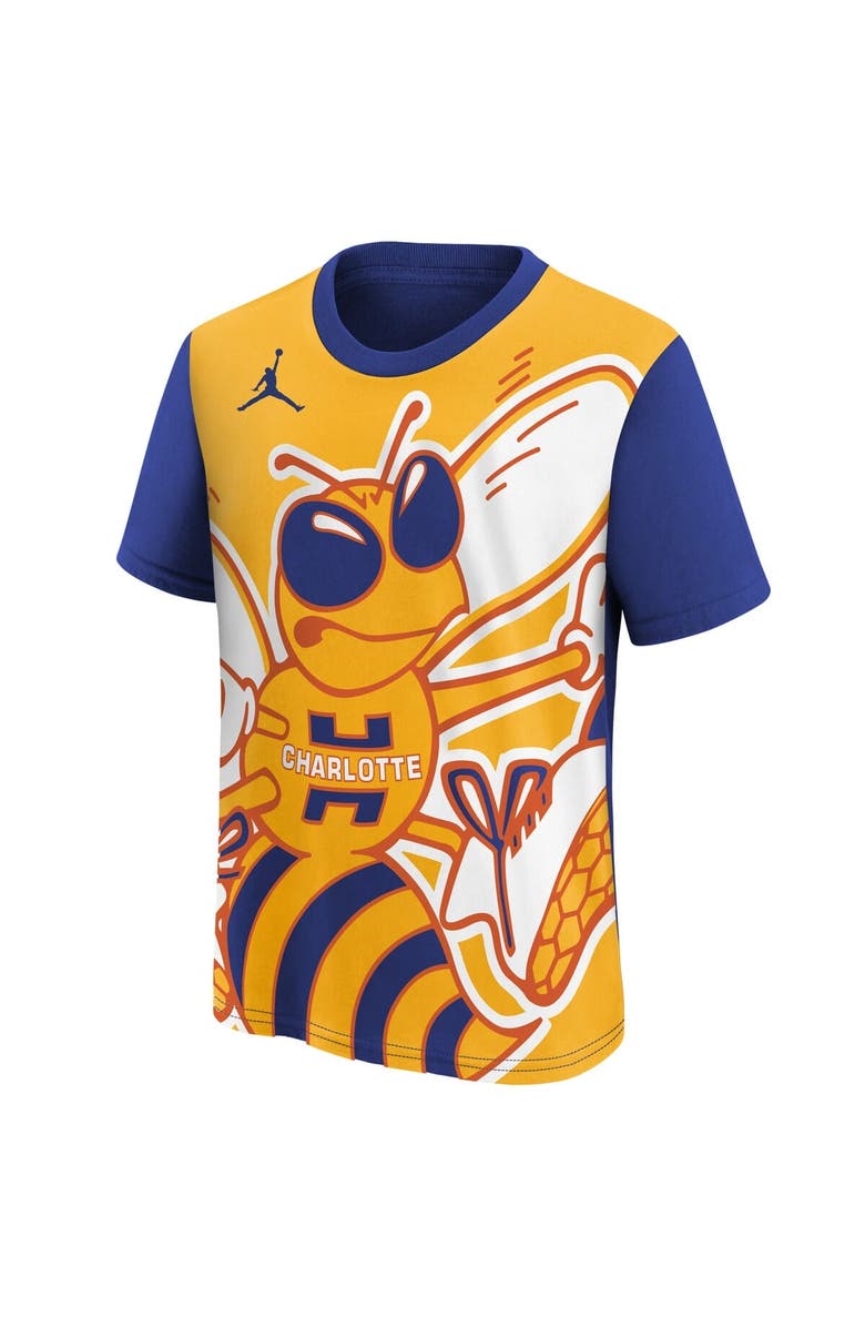 Jordan Brand Youth Jordan Brand Blue/Yellow Charlotte Hornets 2025/26 City Edition Max90 T-Shirt, Alternate, color, Blue