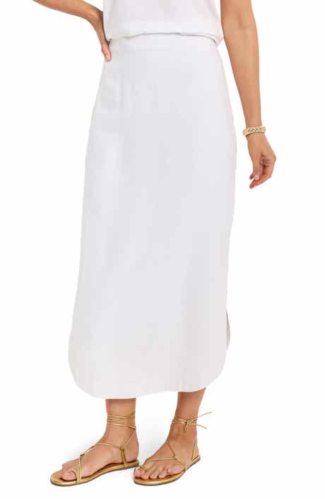 NIC+ZOE Rumba Linen Blend Curved Hem Skirt