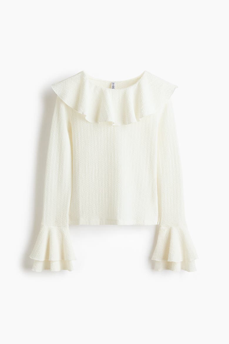 Flounce-trimmed Top, Alternate, color, Cream