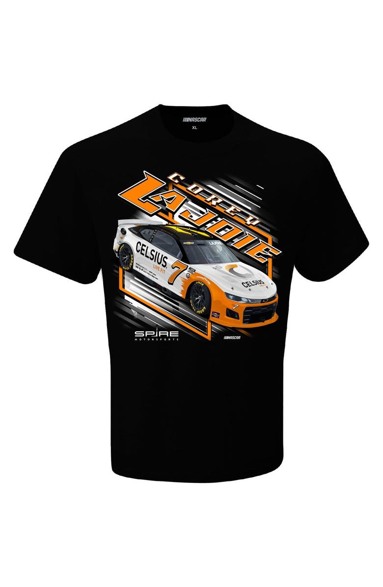 CHECKERED FLAG Men's Checkered Flag Black Corey LaJoie Celsius Car T-Shirt, Alternate, color,