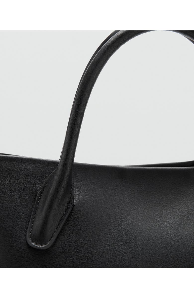 MANGO Starring Hailey Bieber Leather Tote, Alternate, color, Black