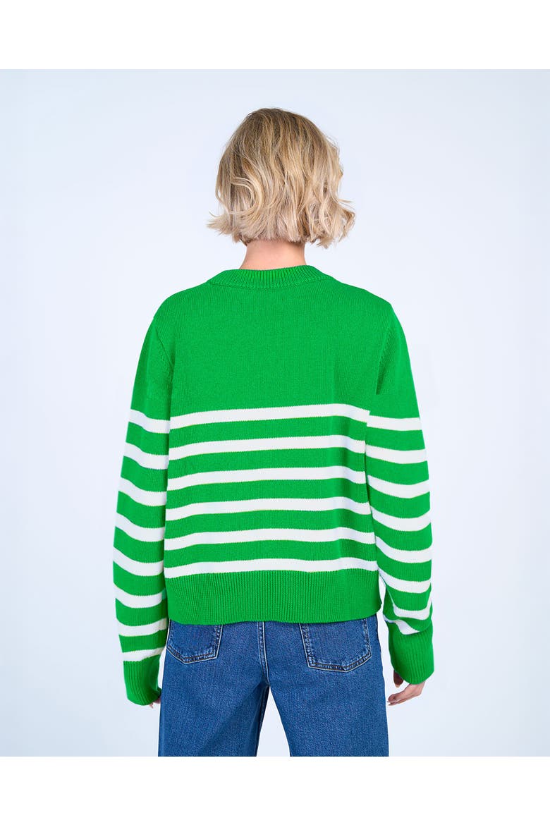 Long Sleeve Boxy Stripe Crew Sweater, Alternate, color, Green & Soft White