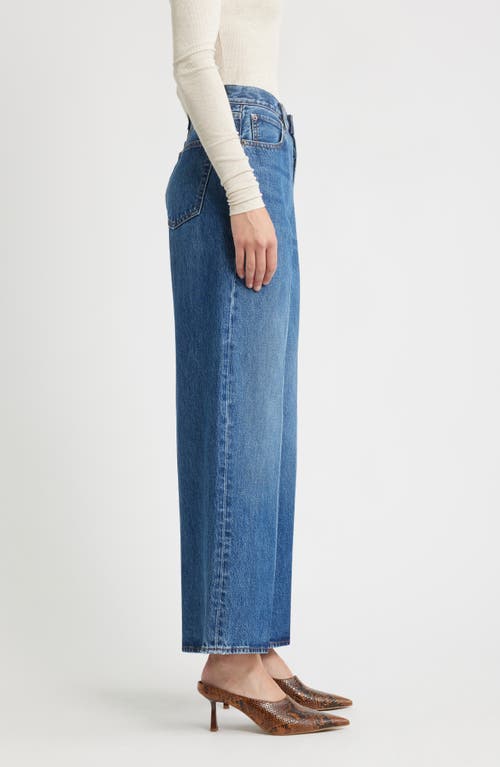 Frame The Pixie Collegiate Super High Waist Wide Leg Jeans In Blue