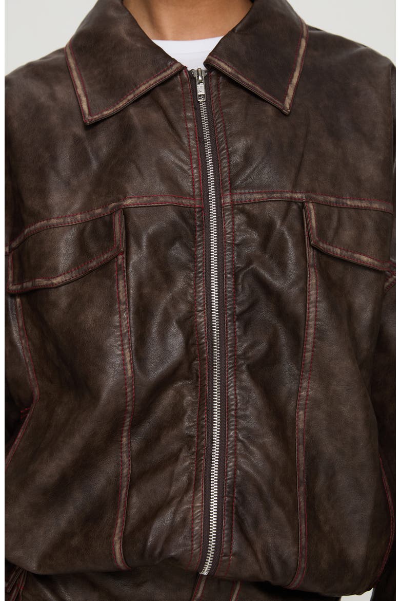 Tanza Faux Leather Jacket, Alternate, color, BROWN / RED