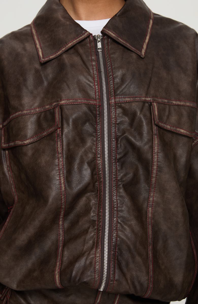 Princess Polly Tanza Faux Leather Jacket, Alternate, color, Brown / Red