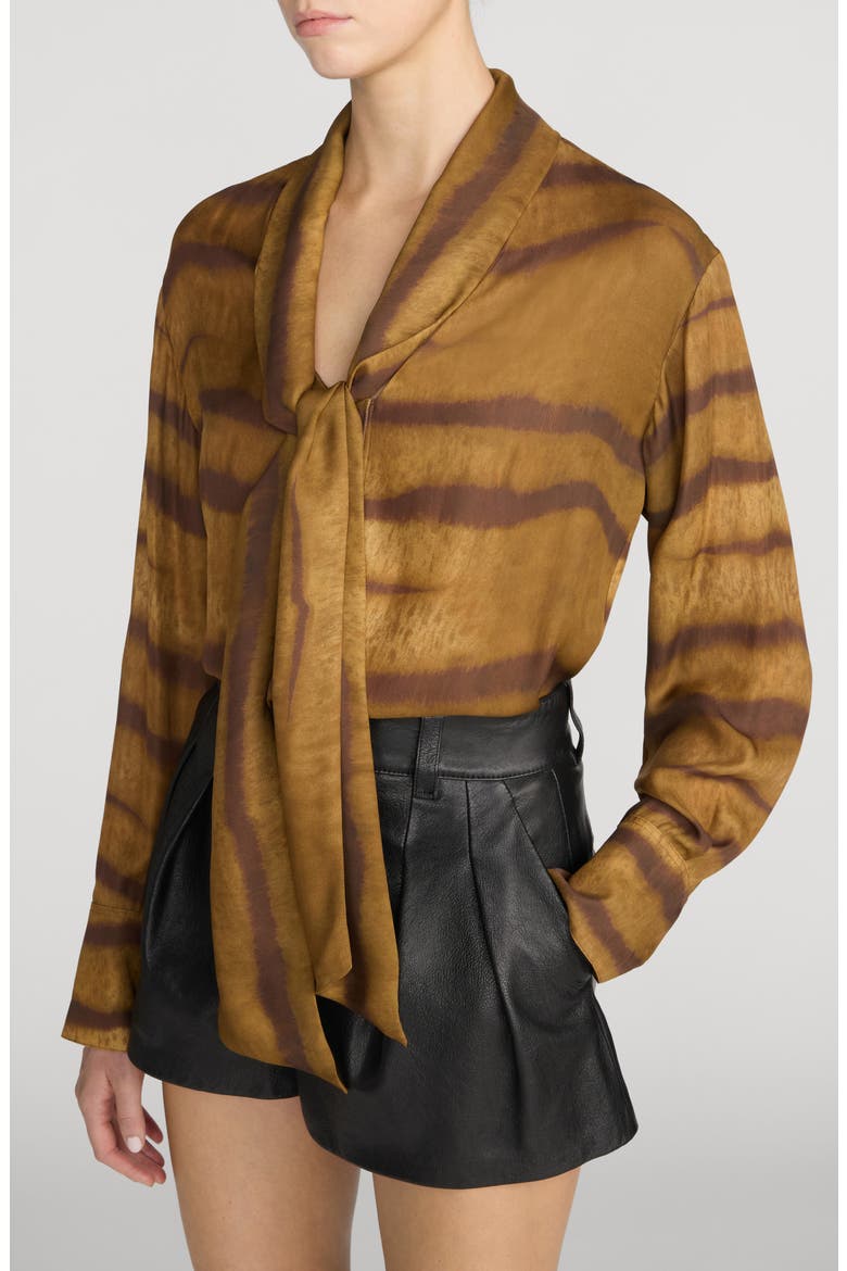 The Oversized Silk Tie Shirt, Alternate, color, LIGHT TIGER MULTI