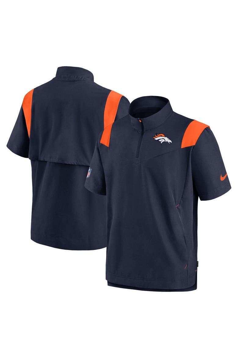 Men's Nike Navy Denver Broncos Sideline Coaches Chevron Lockup Pullover Top, Main, color, Navy