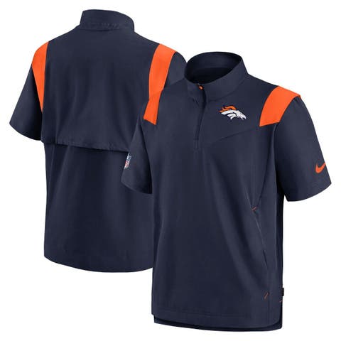 Men's Nike Navy Denver Broncos Sideline Coaches Chevron Lockup Pullover Top