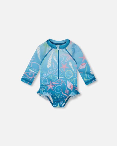 One-Piece Long Sleeve Shell Print Rashguard (Baby)