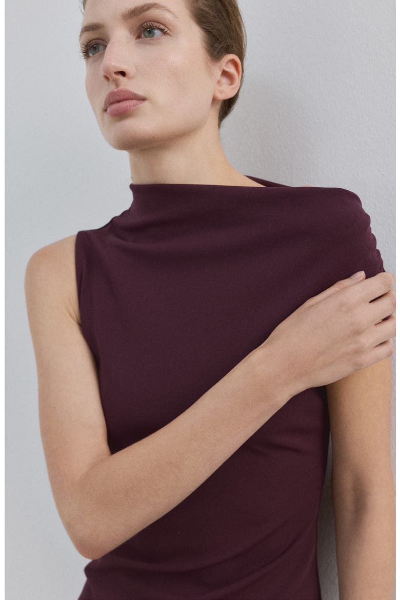 Asymmetric Midi Sheath Dress, Alternate, color, BURGUNDY