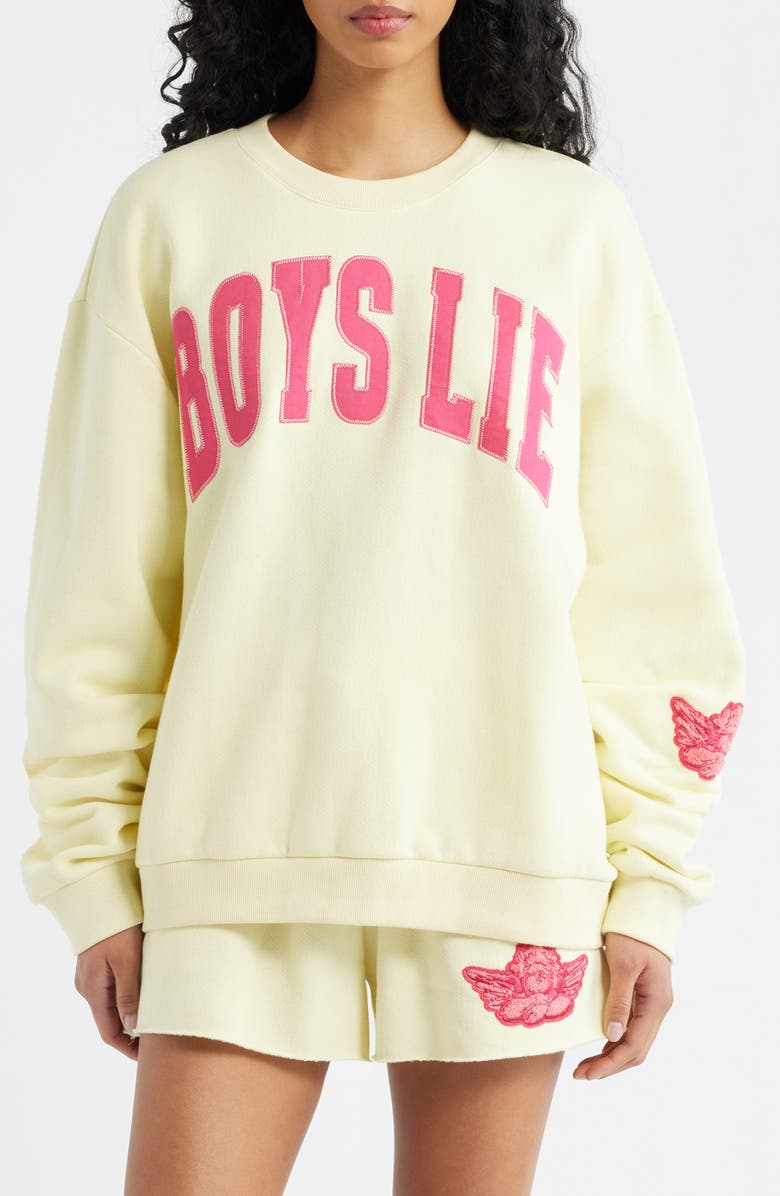 BOYS LIE Razzle Dazzle V2 Kara Crewneck Sweatshirt, Main, color, Yellow