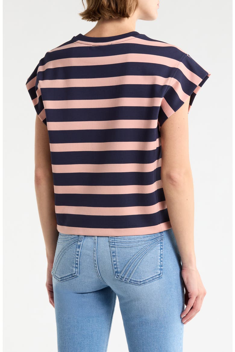 Stripe Cap Sleeve Top, Alternate, color, NAVY/ PINK