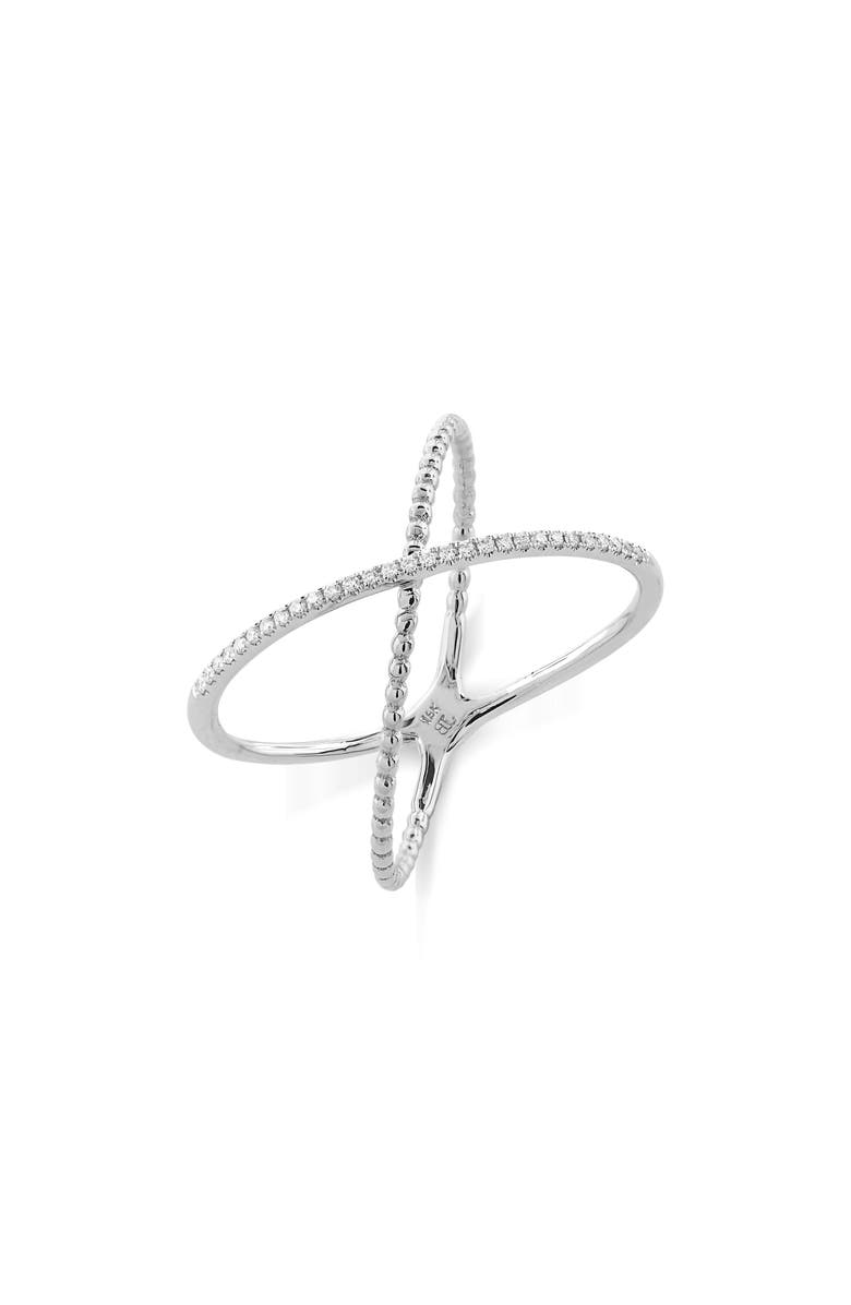 Bony Levy Liora Diamond Crossover Ring, Main, color, 18K White Gold