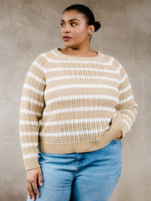 Able Taylor Mesh Sweater In Brown Sugar Stripe