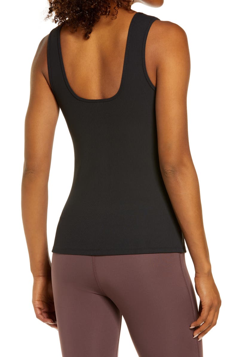 Zella Live In Square Neck Rib Stretch Recycled Polyester Tank, Alternate, color,