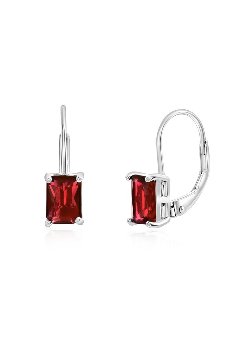 Sterling Silver Created Red Ruby Earrings, Main, color, Red